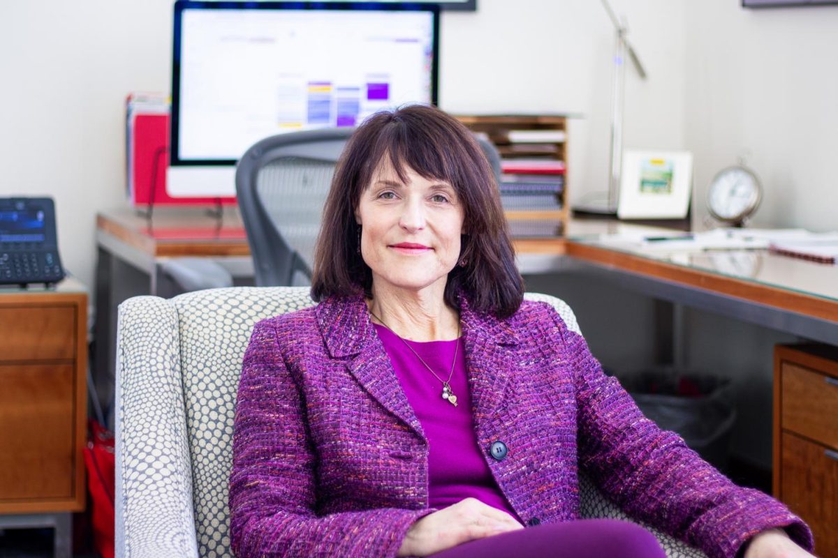 Stavney, manages school development from her office at the top floor of the Hopkins Campus.